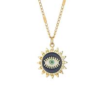 ZZHYGM for Women and Girls, Heart Around Blue Sun Pendant Necklaces, Gold, Evil Eye Necklace Silver
