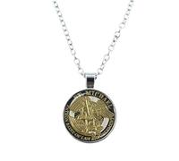 ZZHYGM Girl 925 Sterling Silver For Women And Men, Glass Gem Archangel .Michael Protect Me Shield Protection Charm, Necklace, Saint Michael Pendant