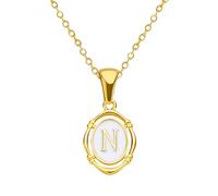 ZZHYGM Gold Filled For Women And Men, Drip Oil Oval Necklaces Alphabet J K L M N O P Q Initials Pendant Bubble Necklace Letter Charms