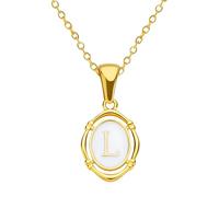 ZZHYGM Gold Filled For Women And Men, Drip Oil Oval Necklaces Alphabet J K L M N O P Q Initials Pendant Bubble Necklace Letter Charms