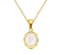 ZZHYGM Gold Filled For Women And Men, Drip Oil Oval Necklaces Alphabet J K L M N O P Q Initials Pendant Bubble Necklace Letter Charms