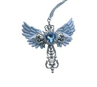 ZZHYGM Gothic 925 Sterling Silver for Women Girls, Shiny CZ Religious A Faith Necklace with Winged Heart and Cross, Catholic