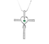 ZZHYGM Infinity 925 Sterling Silver for Women Girls, Shiny CZ Religious A Faith Necklace with Heart and Cross, Catholic