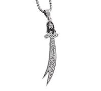 ZZHYGM Muslim Knife 925 Sterling Silver Men Amulet Islamic Pendant A Dagger Master Sword Necklace for Women