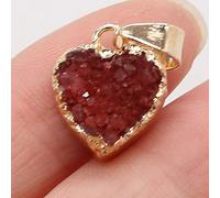 ZZHYGM Shower Curtain 1PC Natural Stone Pendant Love Heart Crystal Quartz Charms Handmade Earring Necklace Jewelry Making,Red (Color : Gr