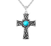 ZZHYGM Vintage 925 Sterling Silver Retro Nordic Viking Pendant A Celtic Cross Necklace for Men Irish