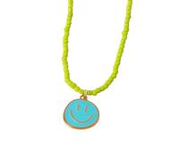 ZZHYGM Women Irregular Round Bohemian Cute Smile Pendant Necklace, Smiling Face Preppy Necklaces for Teen Girls