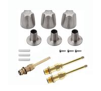 ZZHYTANG 39619 Bathtub Shower Knob 3 Piece Replacement Kit and Shower Stem for Price Pfister Verve, Handles & Flanges, Includes 12H-2H, 12H-2C, 12H-18D Stems, and Flange Base(Brushed Silver)