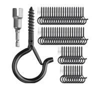 ZZHYTANG Black Hooks with Safety Lock Q-Shape Screw-in Windproof Hooks for Hanging Planters, String Lights, Home & Garden(60 pcs)