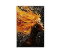 ZZJFFBSS Abstract Goddess with Fiery Hair Melting Into Galaxies, Bold Impasto Technique Wall Art Mural Modern Decoration Hanging Art Poster 08x12inch(20x30cm)