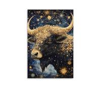 ZZJFFBSS Celestial Zodiac Triptych: Taurus Bathed in The Glow of The Pleiades Wall Art Mural Modern Decoration Hanging Art Poster 08x12inch(20x30cm)