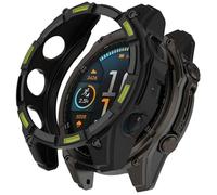 ZZjingli For Garmin Fenix 8 Pro 51mm AMOLED Armor Hollow TPU Half Coverage Watch Protective Cover(Black Green)