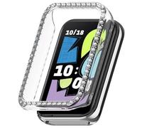 ZZjingli For Honor Band 10 Single Row Diamond Half Coverage Hollow PC Watch Protective Case(Starlight)(Transparent)(Silver) etc(Transparent)