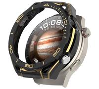 ZZjingli For Huawei Watch 4 Pro Change to Watch Ultimate Design Half Coverage Hollow PC Watch Protective Case(Black Gold)