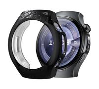 ZZjingli For Huawei Watch 5 46mm Plating Tempered Film Integrated TPU Watch Protective Cover(Gold)(Black)(Coastal Blue) etc(Black)