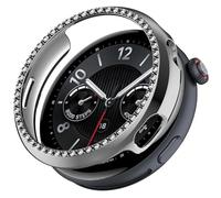 ZZjingli For vivo Watch 5 Single Row Diamond Half Coverage Hollow PC Watch Protective Case(Silver)