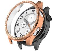 ZZjingli For Xiaomi Watch 5 Single Row Diamond Half Coverage Hollow PC Watch Protective Case(Electroplated Rose Gold)