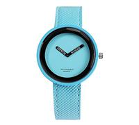 ZZjingli Simple Style Round Dial Matte Leather Strap Quartz Watch for Men/Women (Color : Blue)