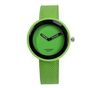 ZZjingli Simple Style Round Dial Matte Leather Strap Quartz Watch for Men/Women (Color : Green)