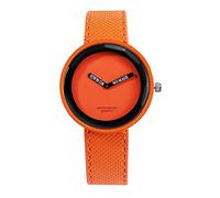 ZZjingli Simple Style Round Dial Matte Leather Strap Quartz Watch for Men/Women (Color : Orange)