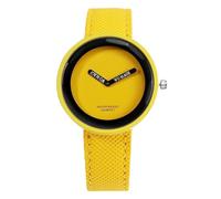 ZZjingli Simple Style Round Dial Matte Leather Strap Quartz Watch for Men/Women (Color : Yellow)