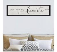 ZZJJHYWGQ You Are My Favorite Above The Bed Sign Wall Art 32"×8" Above Over Bed Master Bedroom Wood Framed Wall Decor (Black)