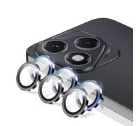 zZjoOoj Camera Protection for Honor 400 Lite for Tempered Glass, 9H Tempered Glass, Individual Metal Ring Cover, HD Clear, Set of 2 (Colourful & Black)