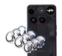zZjoOoj Camera Protection for Nothing Phone (3) for Tempered Glass (Not Compatible with 3a), 9H Tempered Glass, Individual Metal Ring Cover, HD Clear, Set of 2 (Colourful & Black & Silver)
