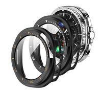 zZjoOoj Case Compatible with Galaxy Watch 8 Classic 46 mm Screen Protector, Total Protective Case, Built-in Tempered Glass Screen Protector, High Sensitivity, Pack of 2 (Black + White) (Black + Orange