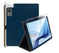 zZjoOoj Case for Doogee T36 12 Inch Tablet Protective Case, Ultra Thin PU Case Cover, Tablet Protection Bundle with 1 Piece 9H Hardness Anti-Scratch Film, Vertical Stand Function, Navy Blue