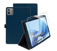 zZjoOoj Case for Teclast ArtPad Air Tablet Case 11 Inches, Ultra Thin PU Case Cover, Tablet Protection Bundle with 1 Piece 9H Hardness Anti-Scratch Film, Vertical Stand Function and Hand Strap, Navy