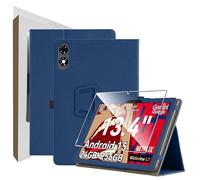 zZjoOoj Case for Teclast T60 Pro 12 Inch Tablet Case, Ultra Thin PU Case Cover, Tablet Protection Bundle with 1 Piece 9H Hardness Anti-Scratch Film, Vertical Stand Function and Hand Strap, Navy Blue