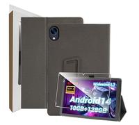 zZjoOoj Case for Whitedeer Whec107bk Tablet Case 10 Inches, Ultra Thin PU Case Cover, Tablet Protection Bundle with 1 Piece 9H Hardness Anti-Scratch Film, Vertical Stand Function and Hand Strap, Black