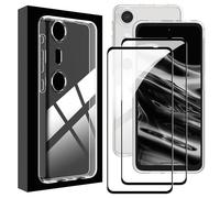zZjoOoj For XREAL Beam Pro Case with Screen Protector (2-Pack), Full-coverage HD Scratch Resistance 9H Tempered Glass,Transparent TPU, Slim Thin Drop Proof Cover