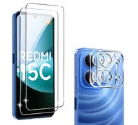 zZjoOoj Screen Protector Compatible with Xiaomi Redmi 15C 5G/4G for Tempered Glass Screen Protector & 2 Pieces Camera Protective Film, 9H Hardness Anti-Scratch Bubble-Free