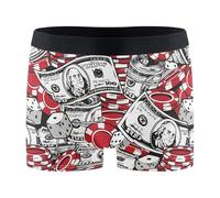 ZZKKO Casino Chip Dice Dollar Bill Men's Boxer Briefs,Men's Trunks Underwear Briefs for Men Breathable and Soft M