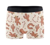 ZZKKO Christmas Gingerbread Cowboy Cactus Men's Underwear,Men's Boxer Briefs Underwear For Mens Trunks Underwear Soft and Comfortable XL Multicolor