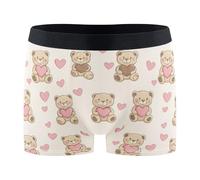 ZZKKO Cute Teddy Bears Hearts Men's Boxer Briefs, Men's Trunks Underwear Briefs for Men Breathable and Soft M Multicolor