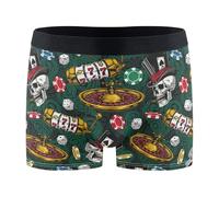 ZZKKO Dice Slot Casino Chips Skull Men's Boxer Briefs,Men's Trunks Underwear Briefs for Men Breathable and Soft M