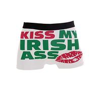 ZZKKO Kiss My Irish Ass Mens Boxer Briefs Underwear Breathable Stretch Boxer Trunk with Pouch XL White