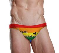 ZZKKO Men Swim Brief Bikini Rainbow Gay Pride Flag Beach Bikini for Men Swim Underwear XL