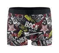 ZZKKO Men's Underwear Briefs Grunge Rock Music Guitar Pattern Men's Boxer Briefs,Trunks Underwear for Men S