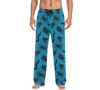 ZZKKO Pajamas Pants for Men Hand Drawn Cool Bugs Men's Pajama Pants 100% Cotton Sleep Pants Straight-Fit Pajama Bottoms With Pockets Drawstring L