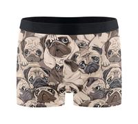ZZKKO Pugs Sepia Cute Men's Boxer Briefs,Men's Trunks Underwear Briefs for Men Breathable and Soft M