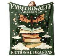 Zzkol Emotionally Attached To Fictional Dragons Flannel Throw Blanket, Fantasy Romance Book Reading Birthday Gifts for Kids Men Women Reader Novel Lover, Bookish Soft Blankets for Bedding Sofa 50"x60"