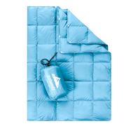 zzlamb Water-Repellent Camping Blanket for Kids, Outdoor Portable Travel Down Throw Blanket, Lightweight Duck Down Lap Quilt for Couch Airplane Car Backpacking RV Beach, 650 Fill Power 39x55in Blue