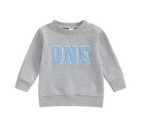 ZZLBUF Baby Boy Girl Birthday Clothes One/Two/Three/Four/Five/Six Sweatshirt Long Sleeve Pullovers Jumper Tops Shirt (Gray One, 1-2 Years)