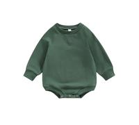 ZZLBUF Baby Boy Girl Clothes Solid Color Sweatshirt Romper Oversized Bodysuit Newborn Infant Fall Winter Outfit (Green, 0-6 Months)