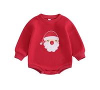 ZZLBUF Baby Boy Girl My First Christmas Outfits Santa Gingerbread Letter Long Sleeve Romper Newborn Infant Xmas Clothes (12- Santa Red, 3-6 Months)