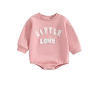ZZLBUF Baby Boy Girl Valentine's Day Outfits Newborn Infant Little Love Embroidery Romper Bodysuit Fall Winter Clothes (Embroidery Pink, 12-18 Months)